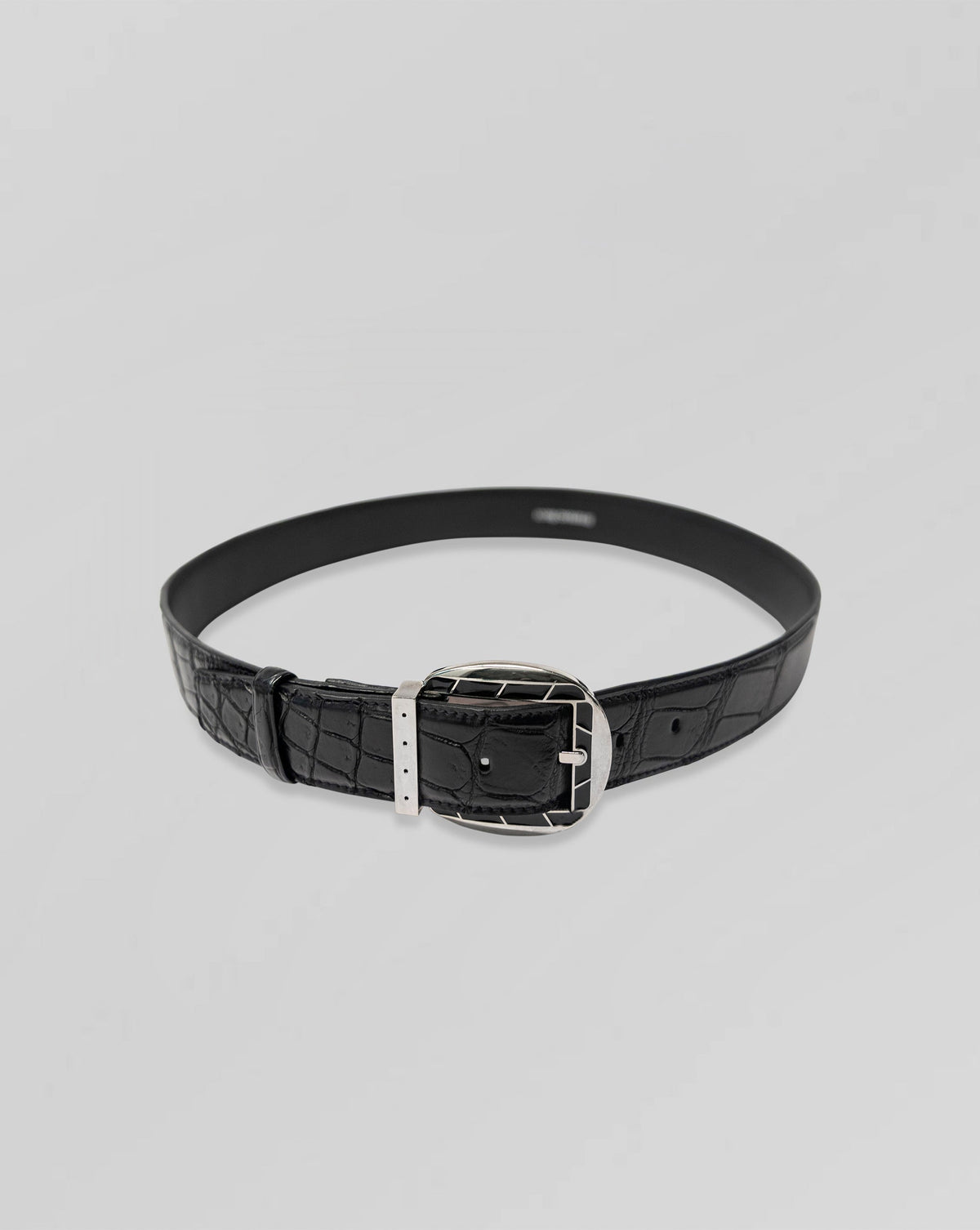 Stefano Ricci Crocodile Leather Belt Silver Buckle