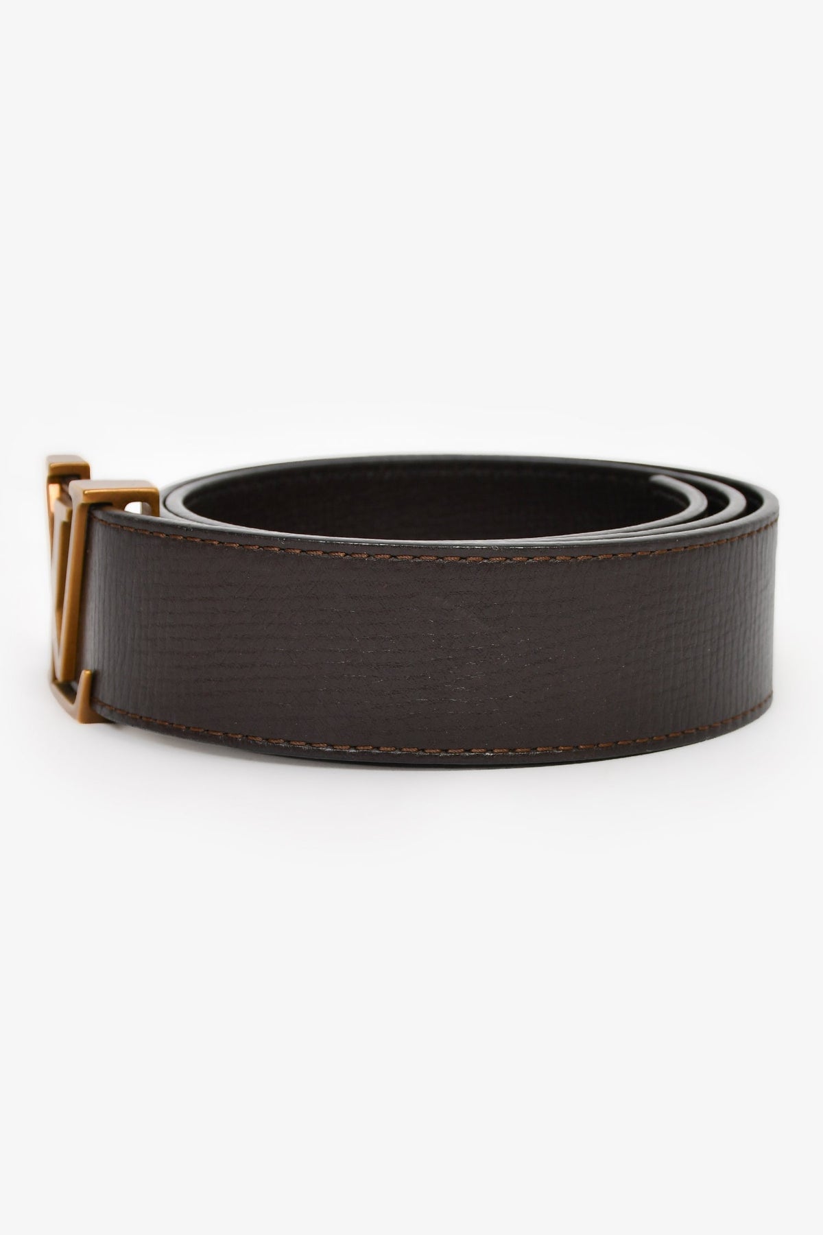 Louis Vuitton Brown Grained Leather LV Belt Size 75