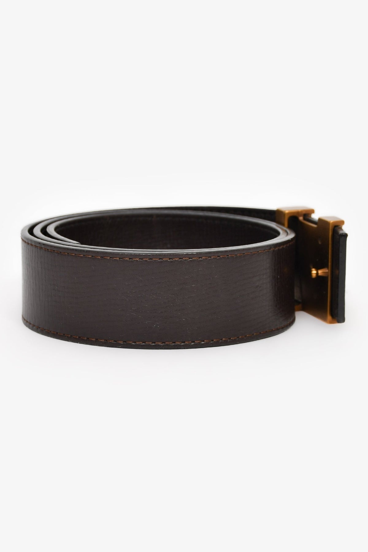 Louis Vuitton Brown Grained Leather LV Belt Size 75