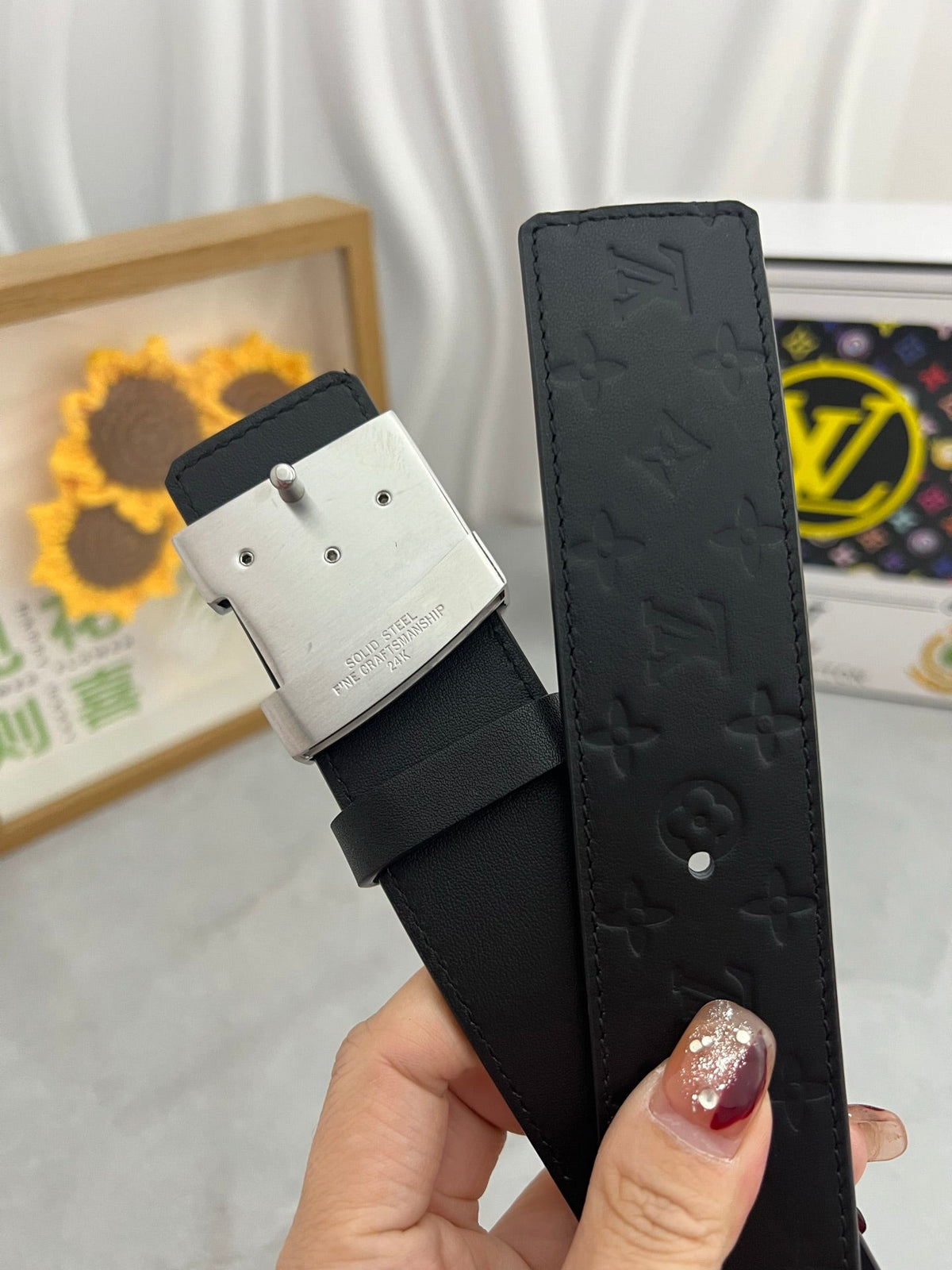LOUIS VUITTON LV 25S BELT 38 MM IN BLACK CALFSKIN 593278