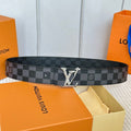 LOUIS VUITTON LV 25S BELT 40 MM IN BLACK MIX GREY CALFSKIN 593222