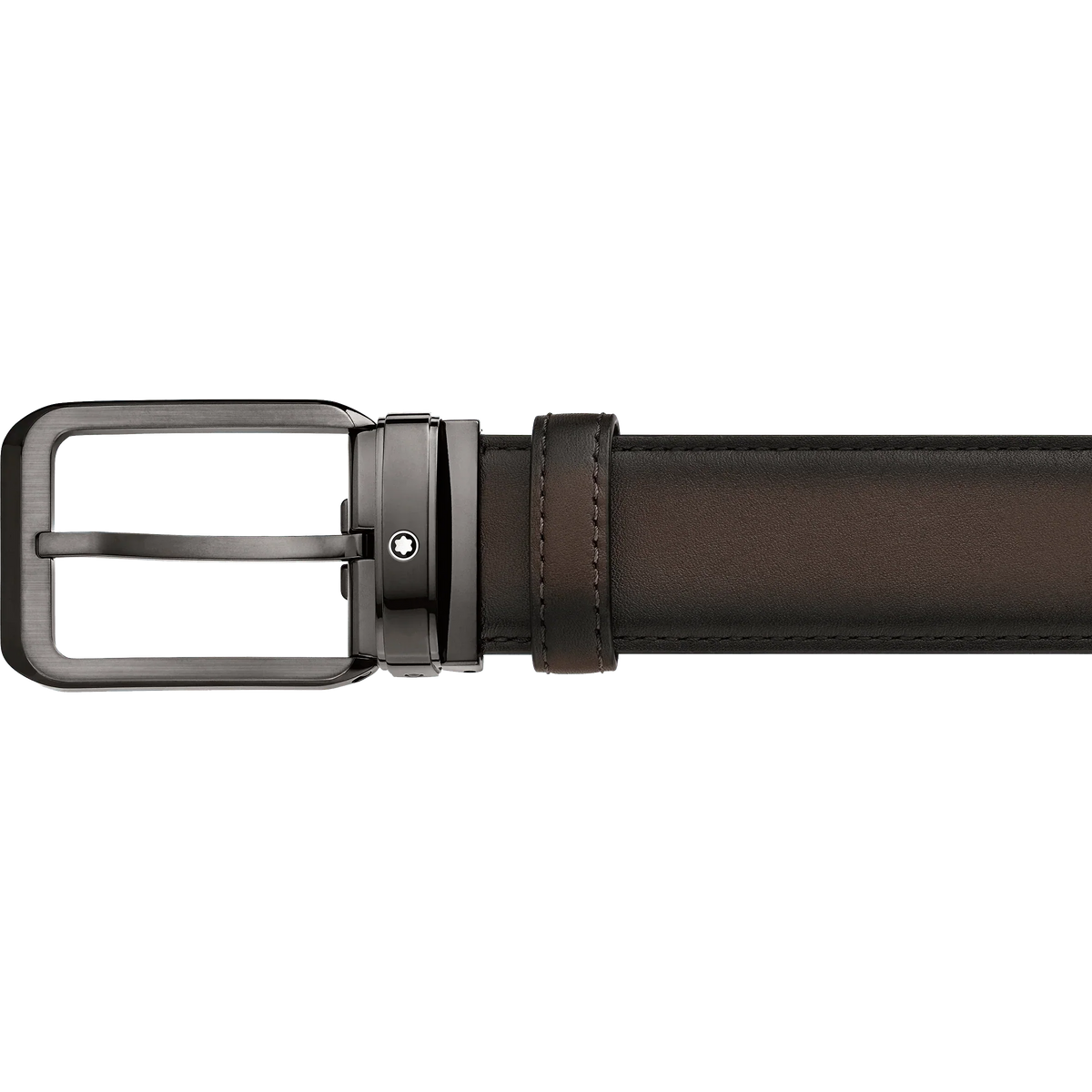 Montblanc belt 35mm rectangular buckle shaded brown leather 129456