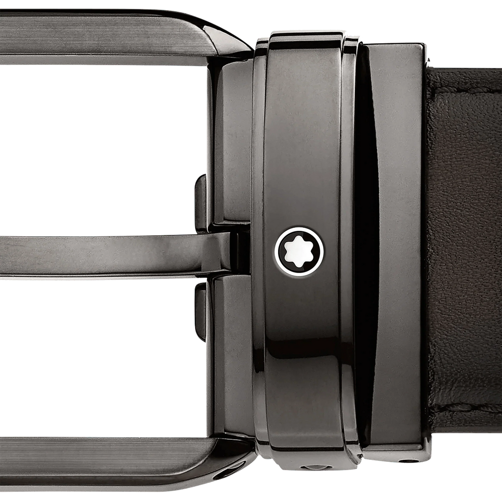 Montblanc belt 35mm rectangular buckle shaded brown leather 129456