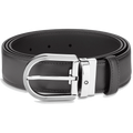 Montblanc 35mm gray leather belt with horseshoe buckle 129437
