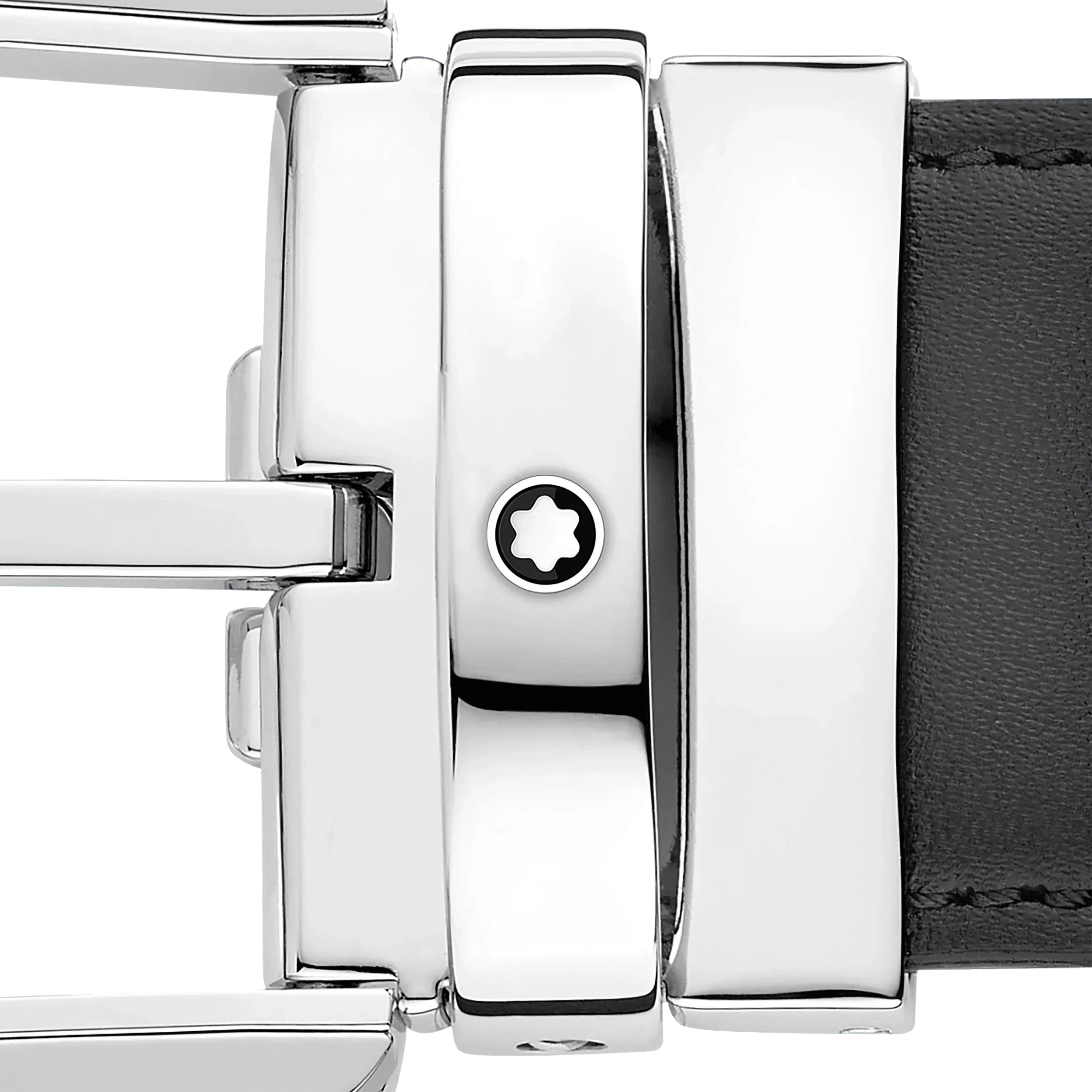 Montblanc 35mm gray leather belt with horseshoe buckle 129437
